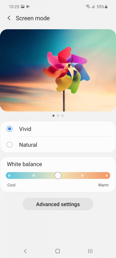 تنظیمات نمایشگر گوشی گلکسی A51 سامسونگ
