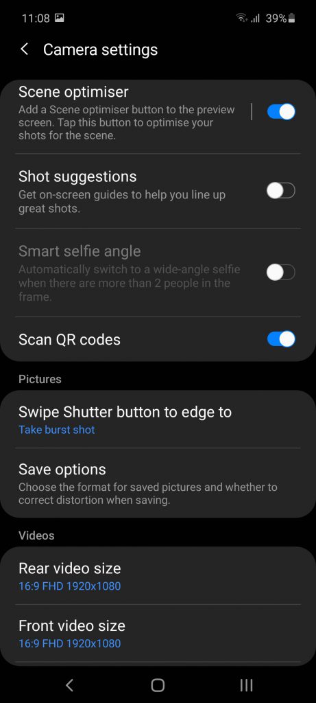 تنظیمات دوربین گوشی گلکسی A51 سامسونگ