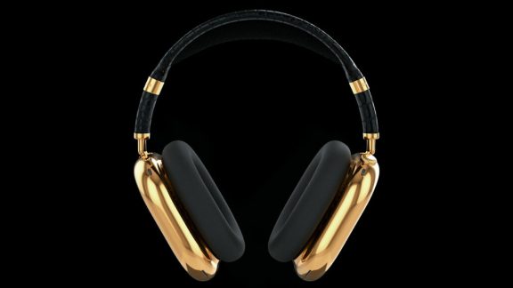 نسخه لوکس AirPods Max - پوست تمساح سفید و 750 گرم طلا