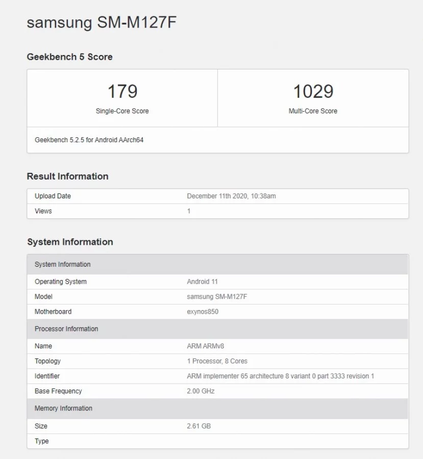 بنچمارک Samsung Galaxy M12