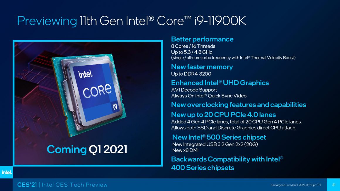 معرفی و بنچمارک رسمی Core i9 11900K