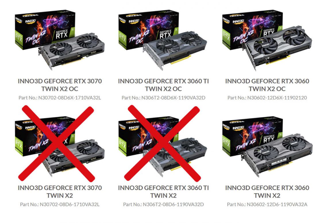 توقف تولید سری Inno3D RTX 30 Twin X2