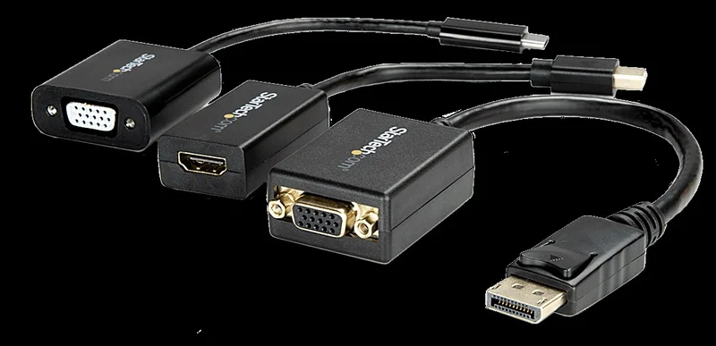 HDMI, VGA, DisplayPort and DVI ports 