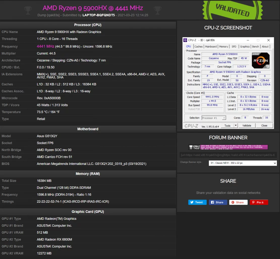 نوت بوک ROG G15 STRIX با گرافیک RX 6800M و پردازنده Ryzen 9 5900HX
