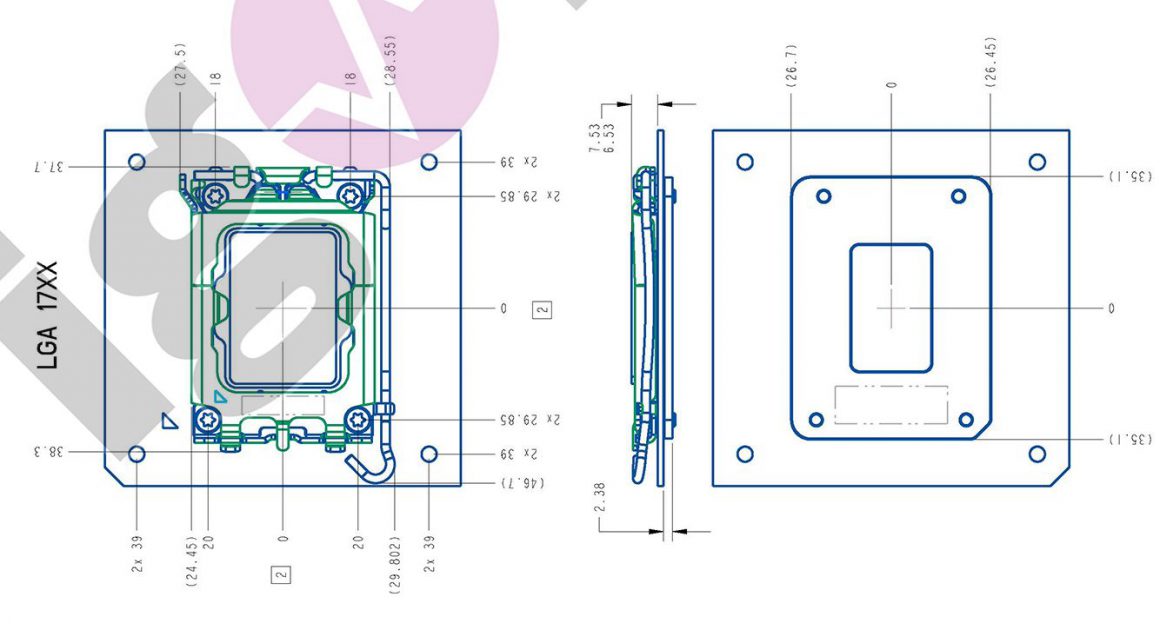 جزئیاتی از سوکت LGA 1700 اینتل