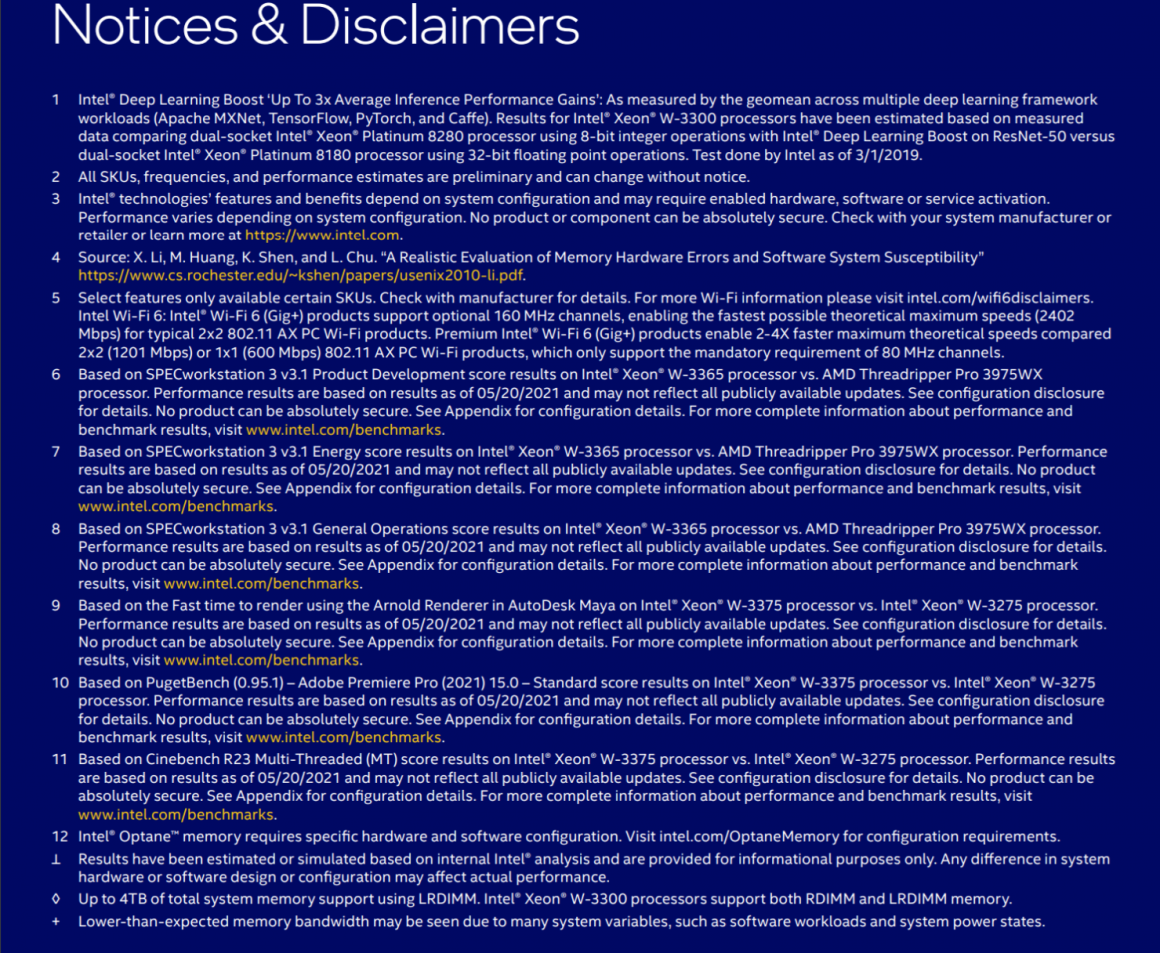 پردازنده های Xeon W 3300 Ice Lake اینتل