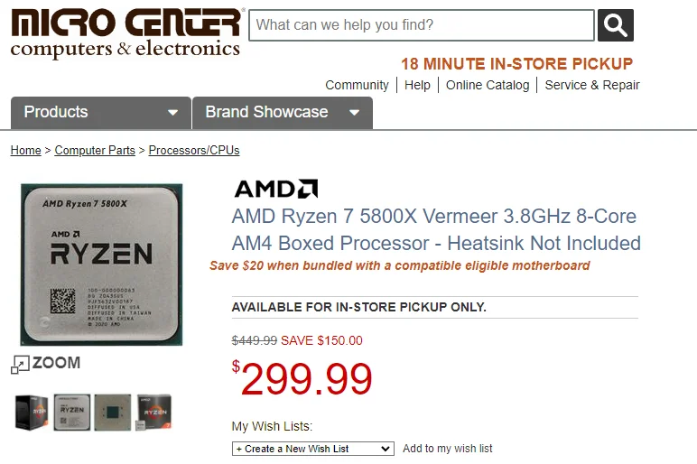کاهش قیمت شدید پردازنده AMD Ryzen 7 5800X