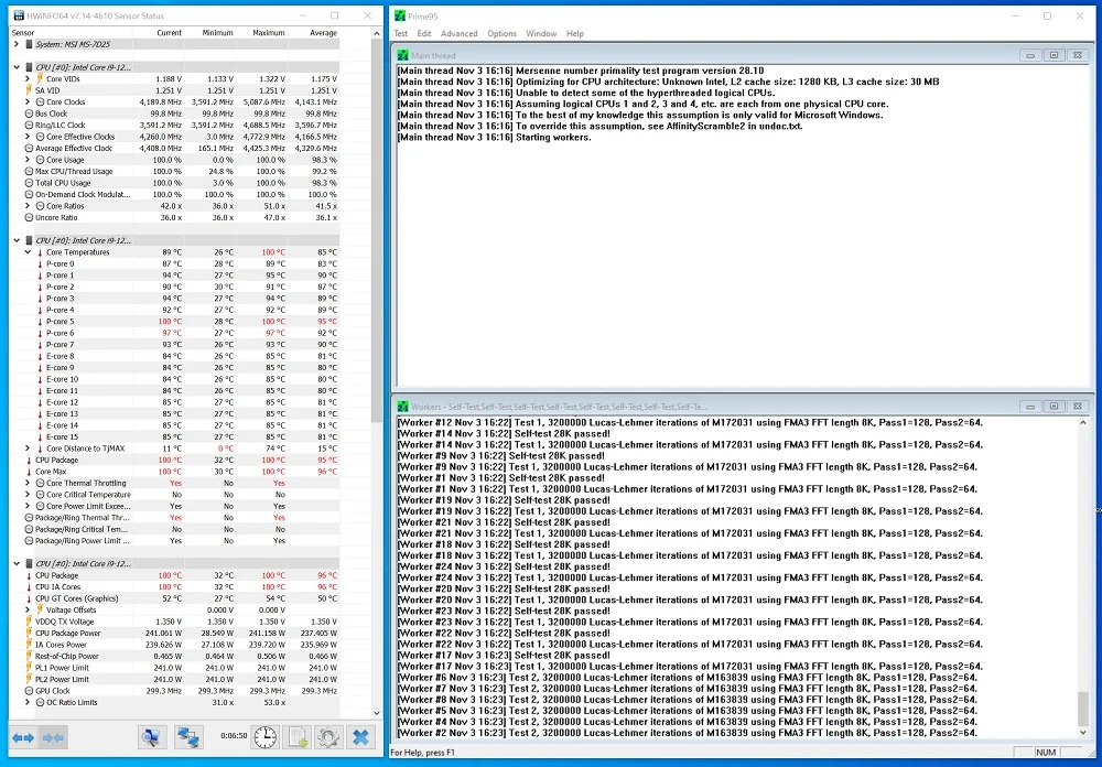 دمای پردازنده پردازنده Core i9-12900K