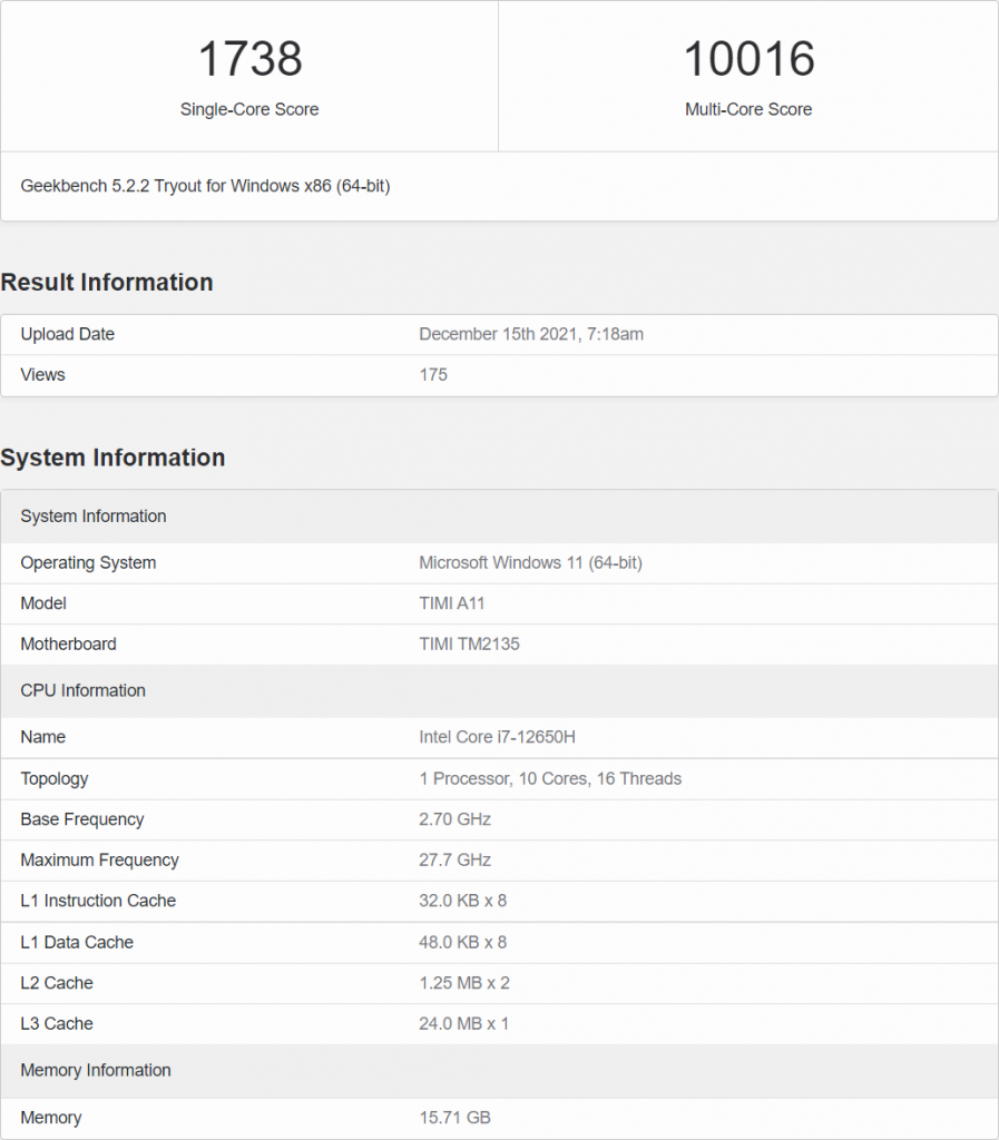 بنچمارک پردازنده های نوت بوکی Alder Lake P در Geekbench