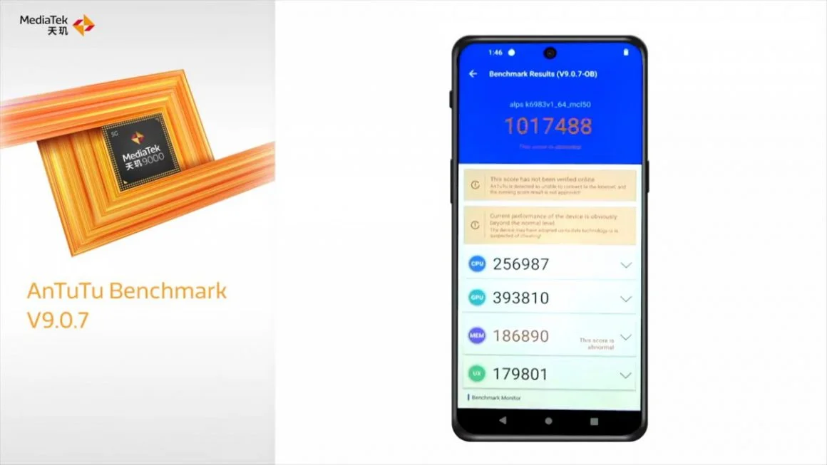 نتایج بنجمارک چیپست Dimensity 9000 مدیاتک - antutu