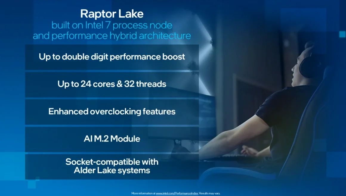 اسلاید مربوط به پردازنده های Raptor Lake اینتل