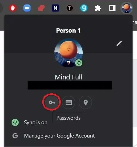 پروفایل در گوگل کروم
