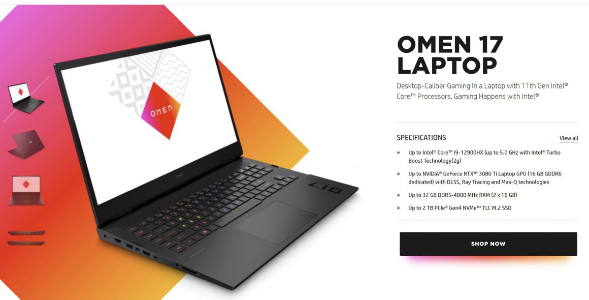 عرضه لپ تاپ Omen 17 با Core i9-12900HX