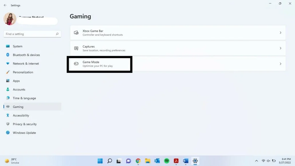 بهینه سازی ویندوز 11 برای بازی روش اول: فعال کردن Game Mode - مرحله 3