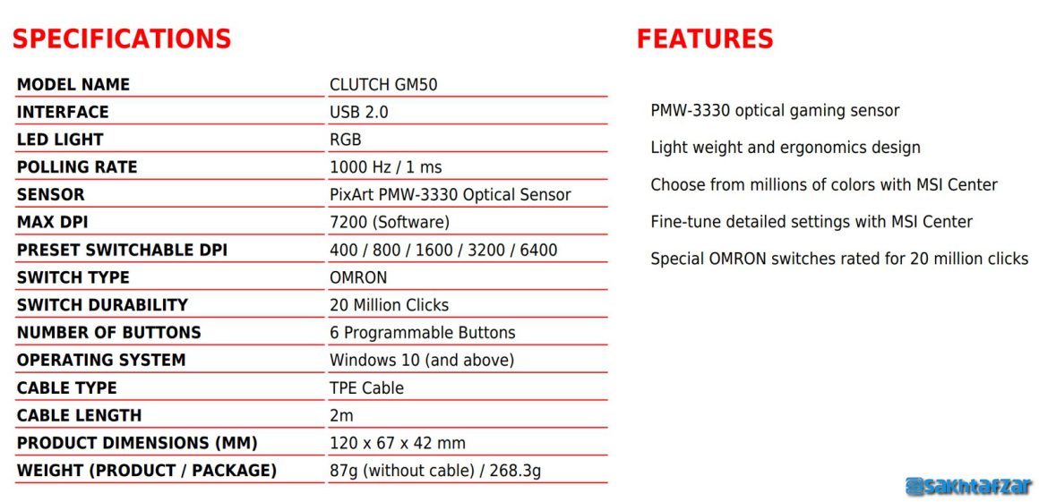 بررسی ماوس گیمینگ ام اس آی مدل MSI CLUTCH GM50