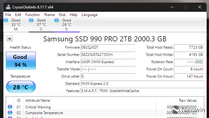 افت سلامت سامسونگ SSD 990 Pro