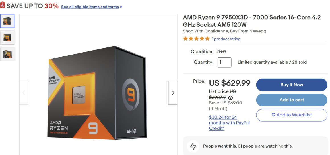 کاهش قیمت Ryzen 9 7950X3D