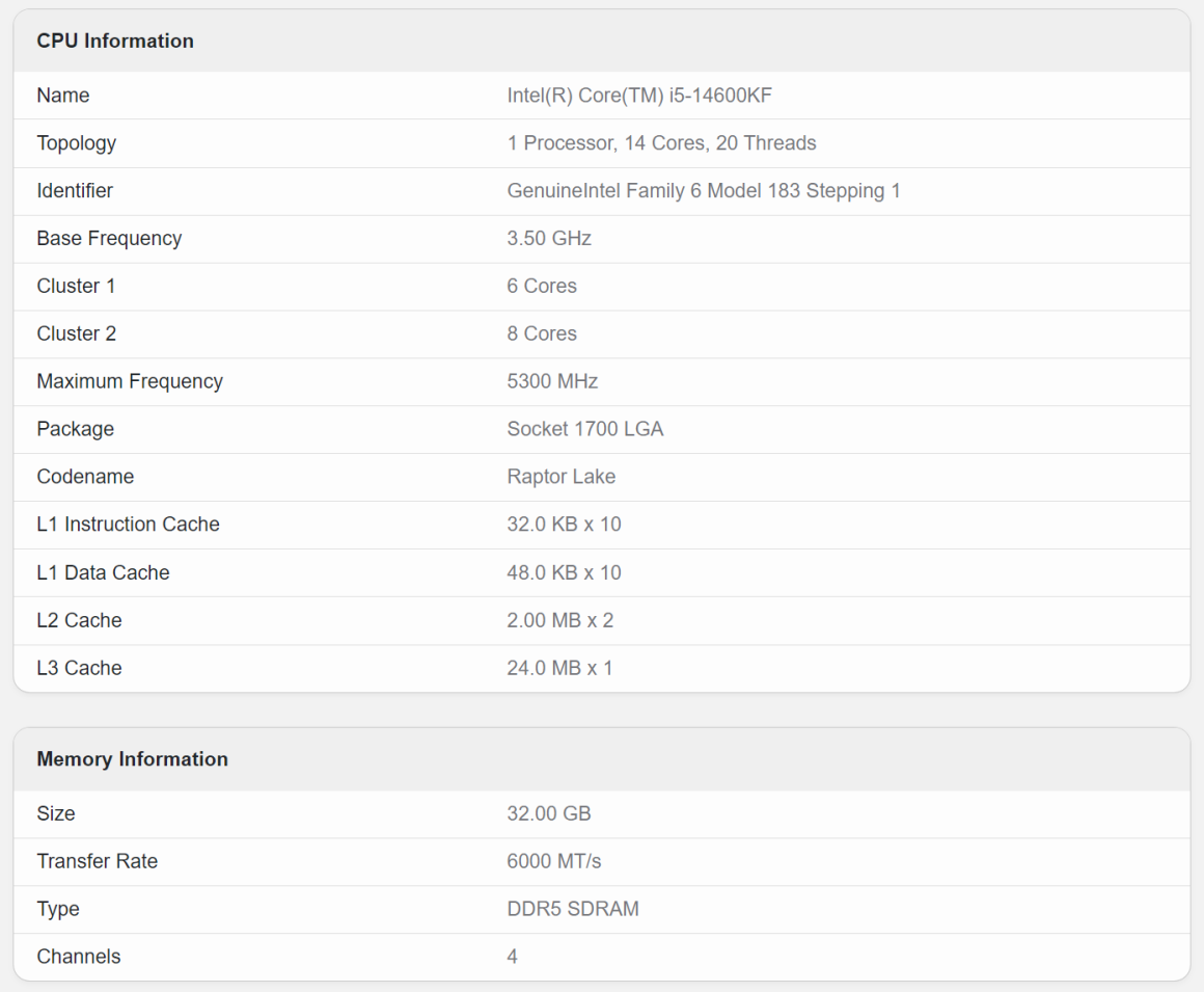 اولین بنچمارک Core i5-14600KF