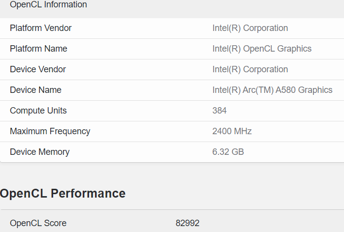 کارت گرافیک اینتل Arc A580