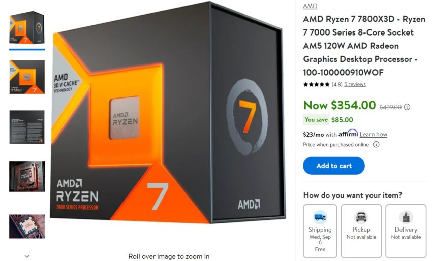 رایزن 7 7800X3D، بهترین پردازنده گیمینگ AMD حالا 354 دلار قیمت دارد