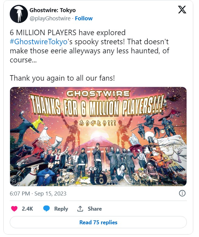 6 میلیون بازیکن Ghostwire: Tokyo