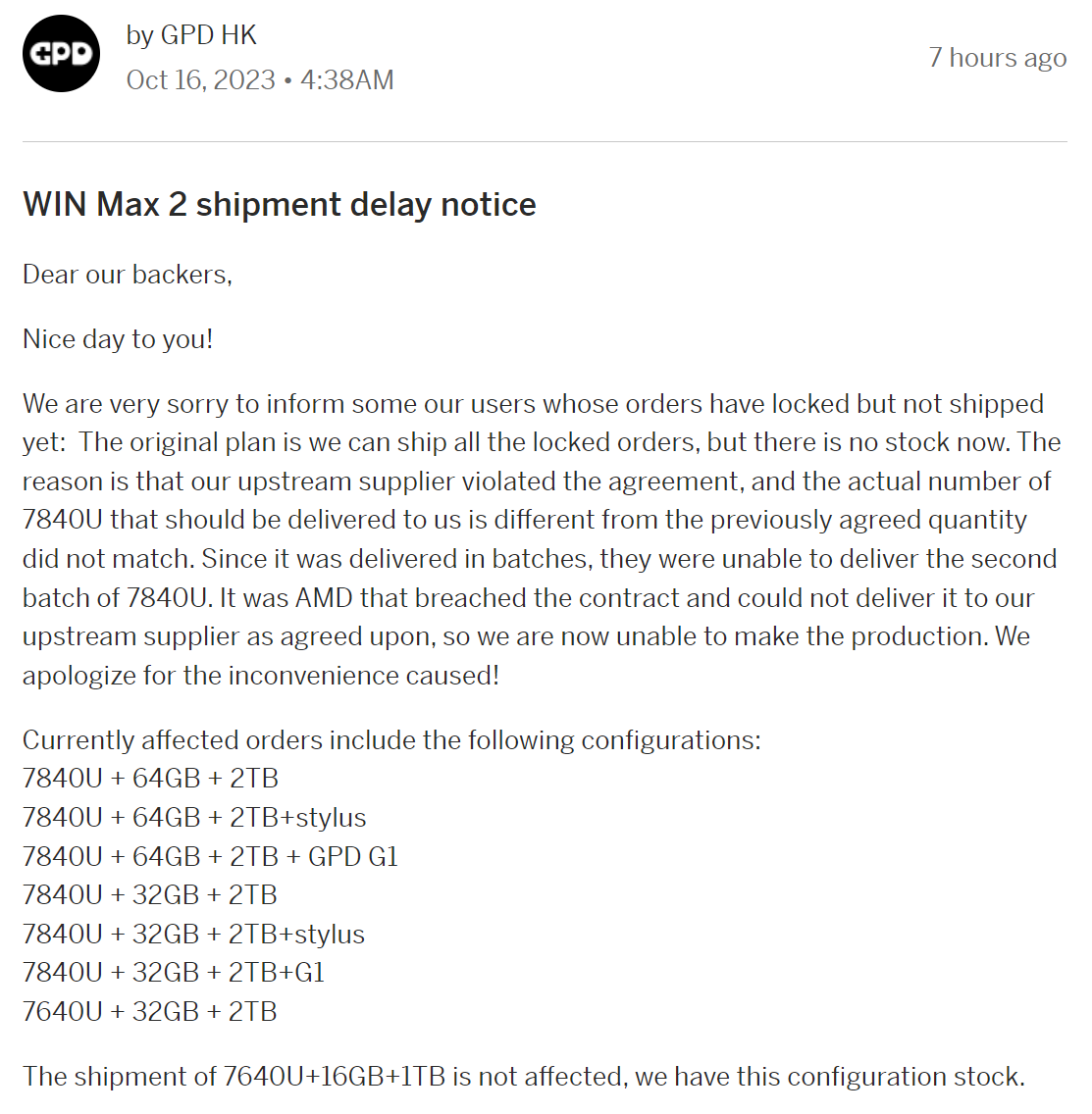GPD شرکت AMD را برای عدم تأمین به موقع Ryzen APU ها به نقض قرارداد متهم می‌کند!
