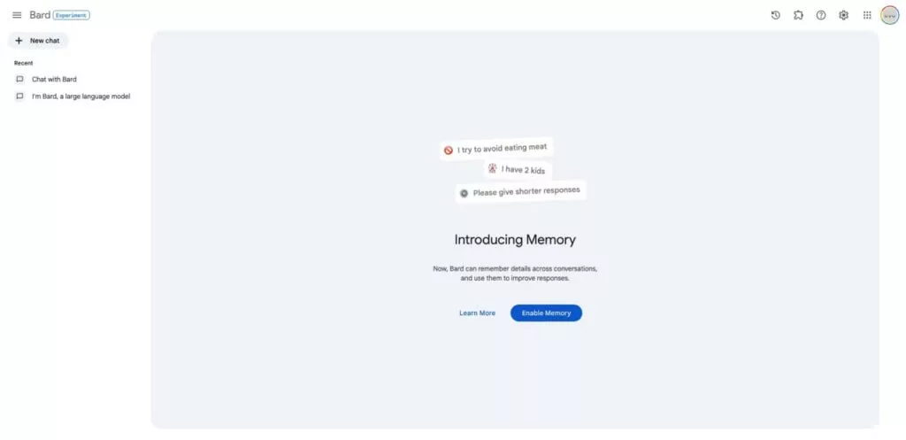 گوگل بارد با قابلیت «Memory»، اطلاعات کلیدی کاربران را به خاطر می‌سپارد