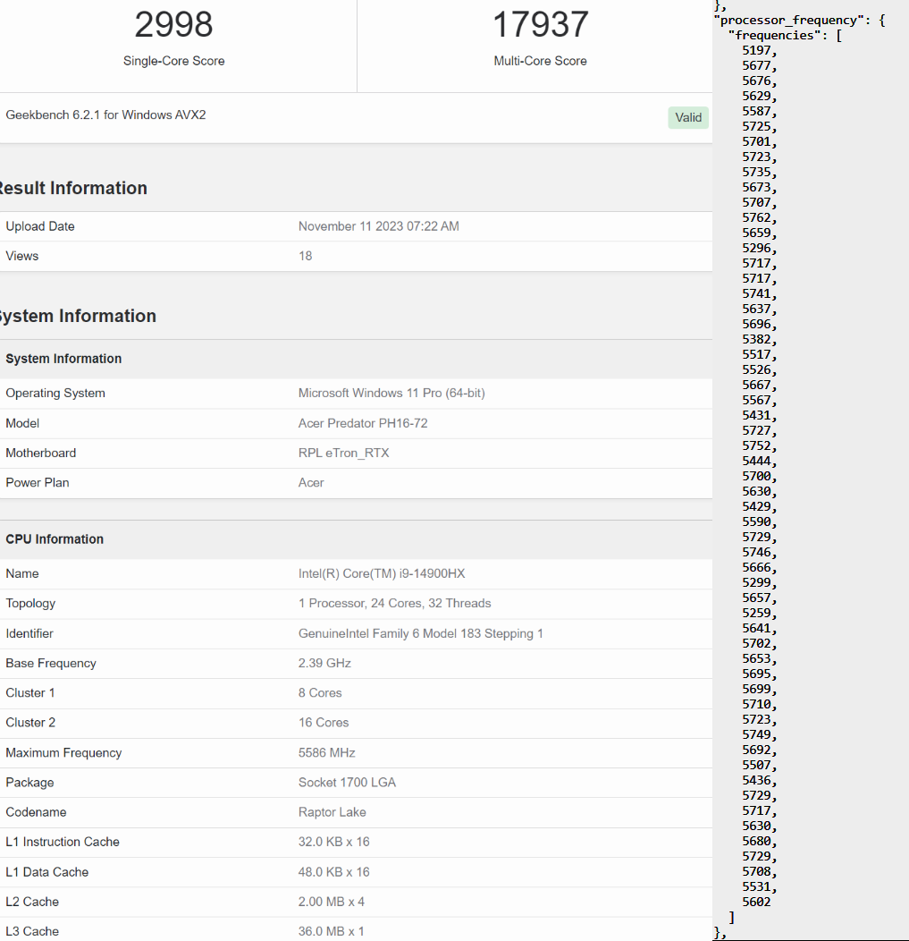 پردازنده موبایلی Core i9 14900HX، در صدر رتبه بندی Geekbench قرار دارد