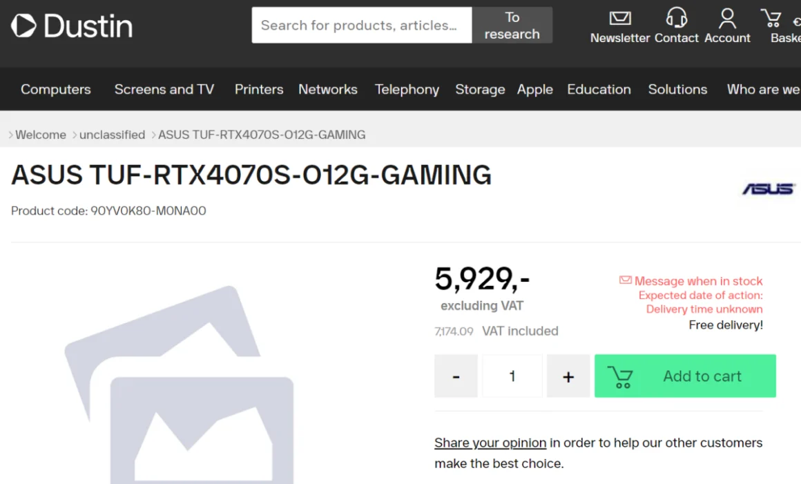 یک خرده فروشی سری کارت گرافیک گیمینگ ASUS GeForce RTX 4070 SUPER TUF را تایید کرد