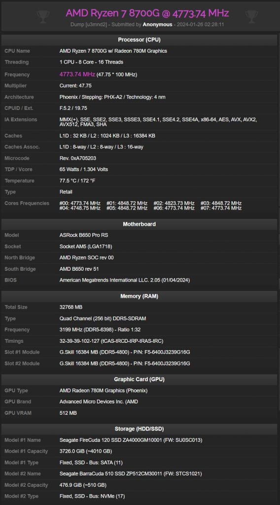 cpu z AMD Ryzen 7 8700G 01