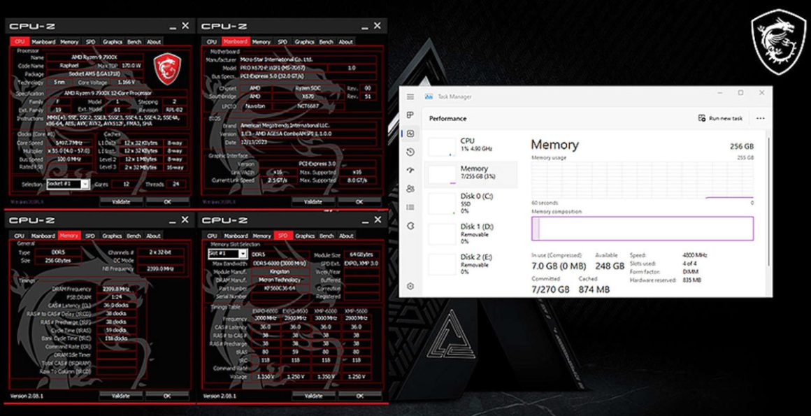 شرکت MSI: پشتیبانی از حافظه DDR5 64-256 در مادربرد های AMD و اینتل