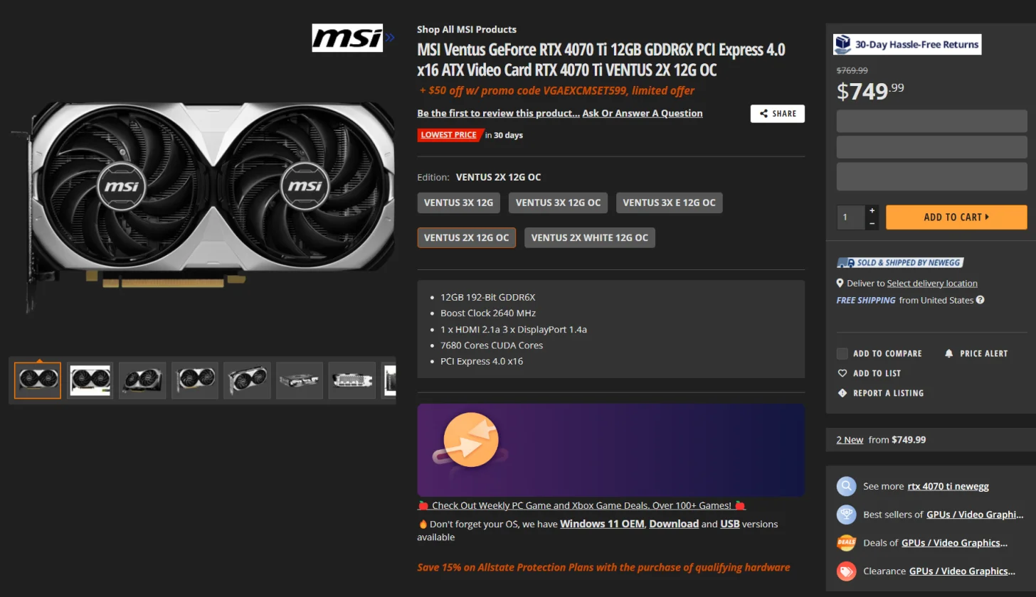 قیمت کارت گرافیک RTX 4070 Ti به 699 دلار و RTX 4070 به 519 دلار کاهش مییابد