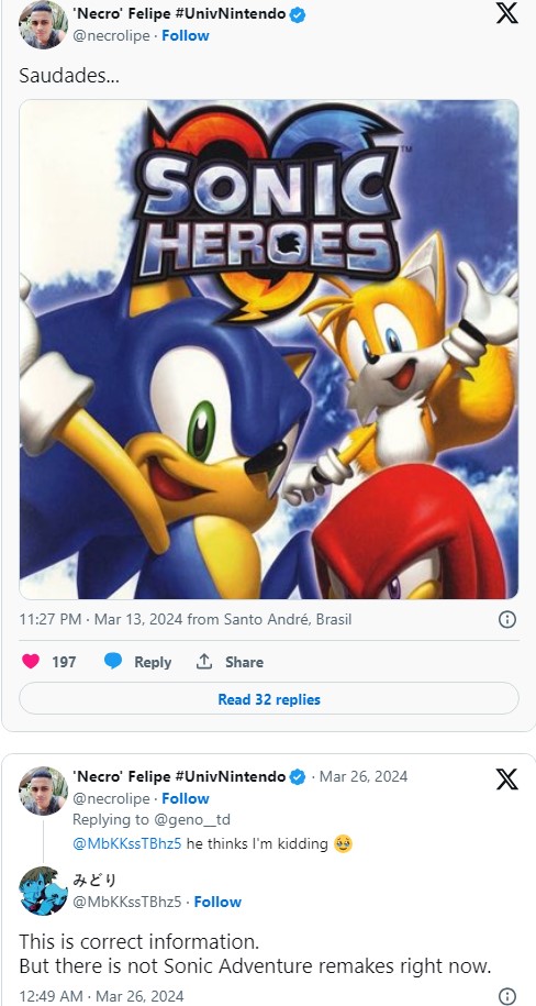 ریمیک بازی Sonic Heroes