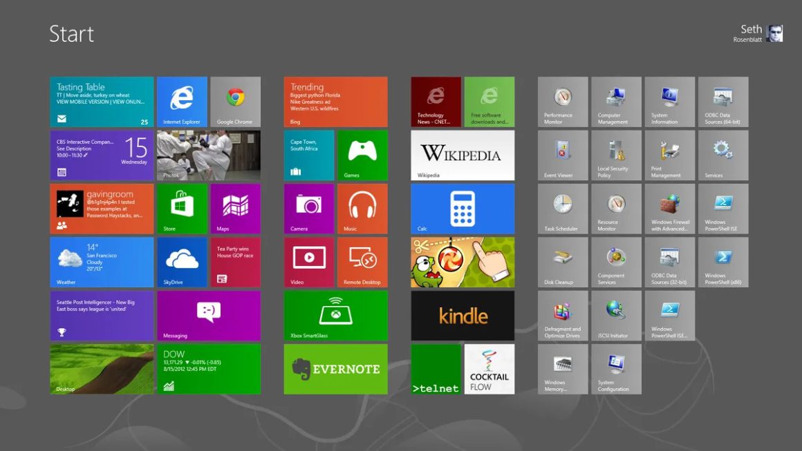 Windows 8 RTM 1 Start screen