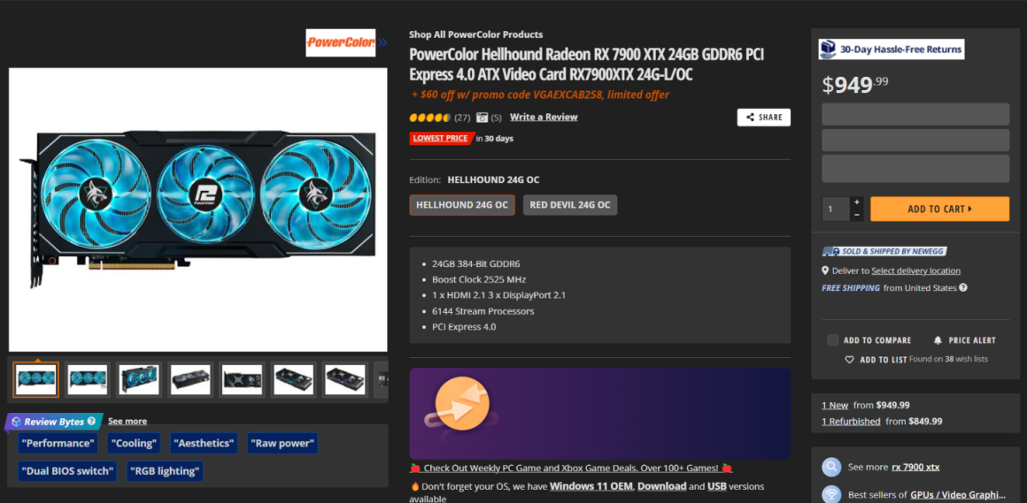 کاهش قیمت کارت گرافیک پرچمدار AMD Radeon RX 7900 XTX RDNA 3 به 889 دلار!
