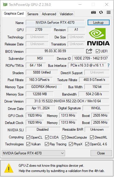 کارت گرافیک GeForce RTX 4070 انویدیا با چیپ گرافیکی AD103 مشاهده شده است