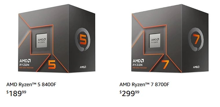 عرضه APU های AMD Ryzen 7 8700F با 299 دلار و Ryzen 5 8400F با 189 دلار در آمریکا