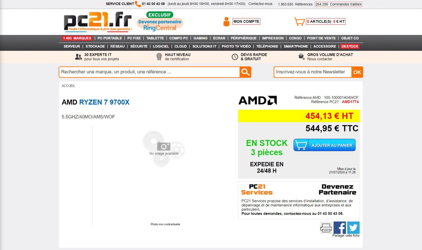 خرده‌فروشی فرانسوی پردازنده‌های AMD Ryzen 9000 Zen 5 را فهرست کرده است