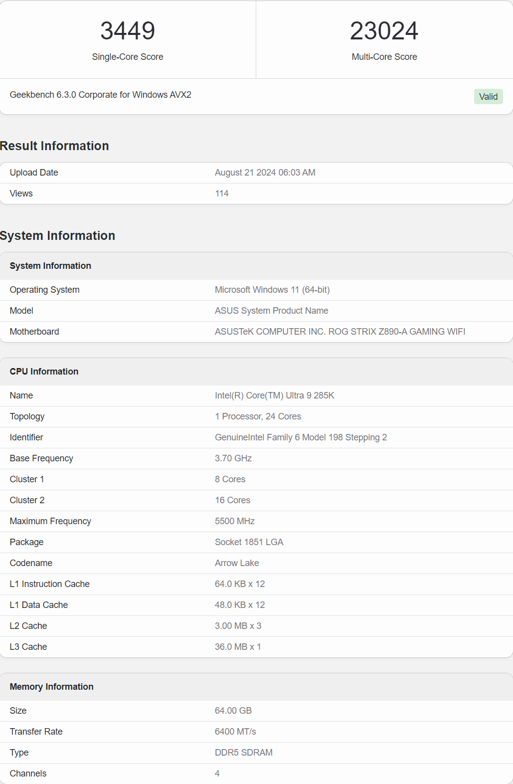 عملکرد شگفت‌انگیز پردازنده Core Ultra 9 285K Arrow Lake اینتل در بنچمارک Geekbench 6!