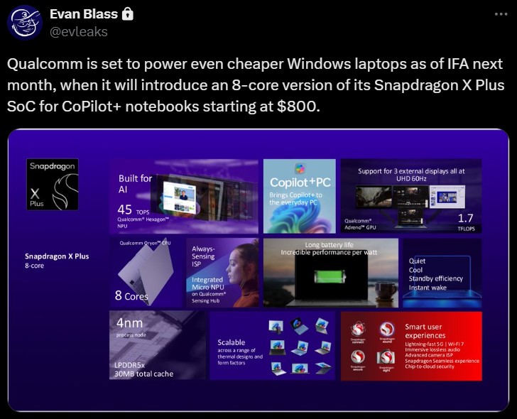 لپ‌ تاپ‌ های ARM کوالکام با پردازنده Snapdragon X Plus