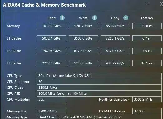 پردازنده Core Ultra 7 265K اینتل در بنچمارک AIDA64 تست شد: عملکرد ضعیف کش L2