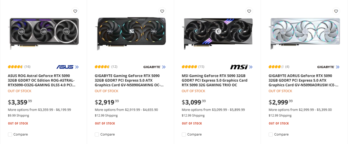 RTX 5080 کاهش جزئی داشته و RTX 5070 Ti همچنان قیمت نامناسبی دارد