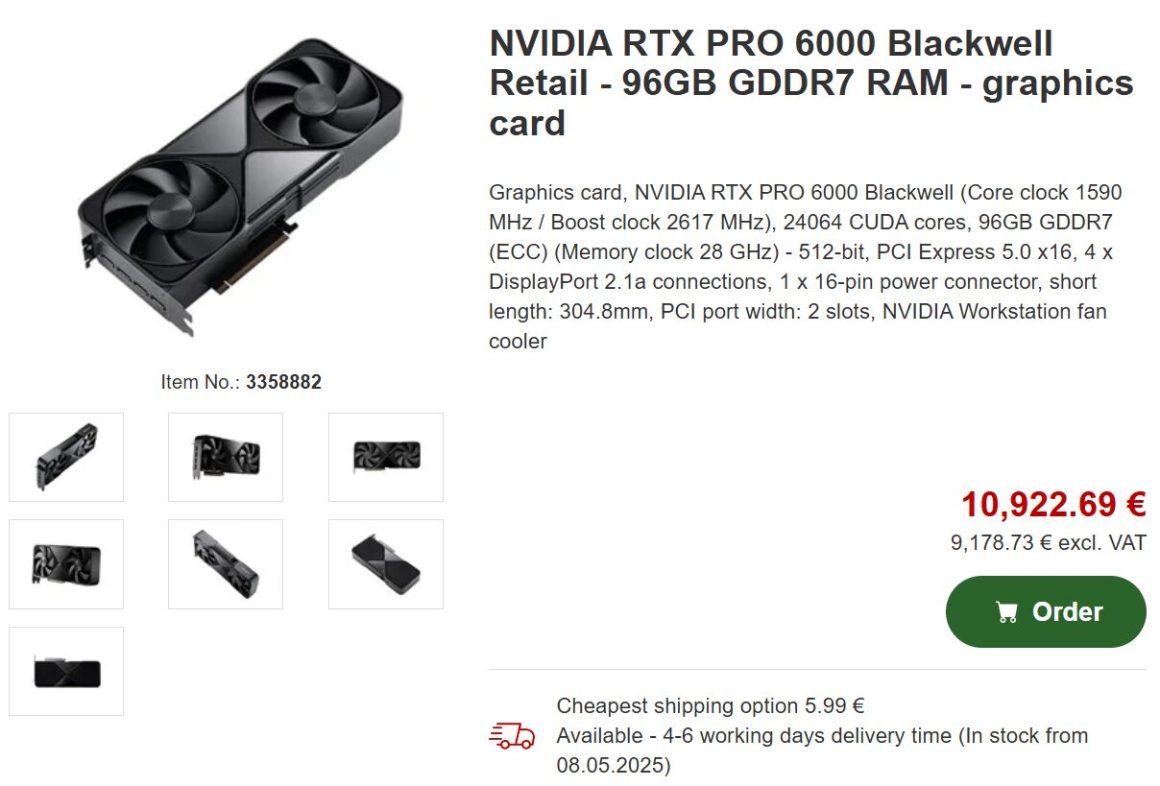 حضور RTX PRO 6000 انویدیا در خردهفروشیهای ژاپن و اتحادیه اروپا