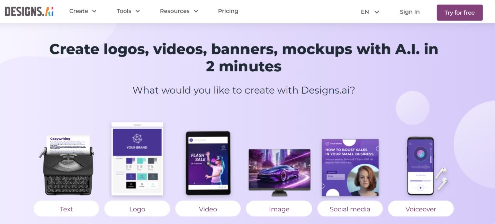 ابزار هوش مصنوعی Designs.ai
