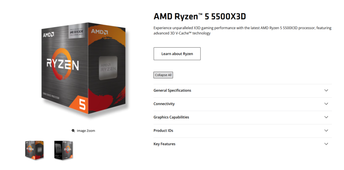 AMD کندترین و ارزانترین پردازنده X3D را عرضه کرد: نسخه Ryzen 5 5500X3D