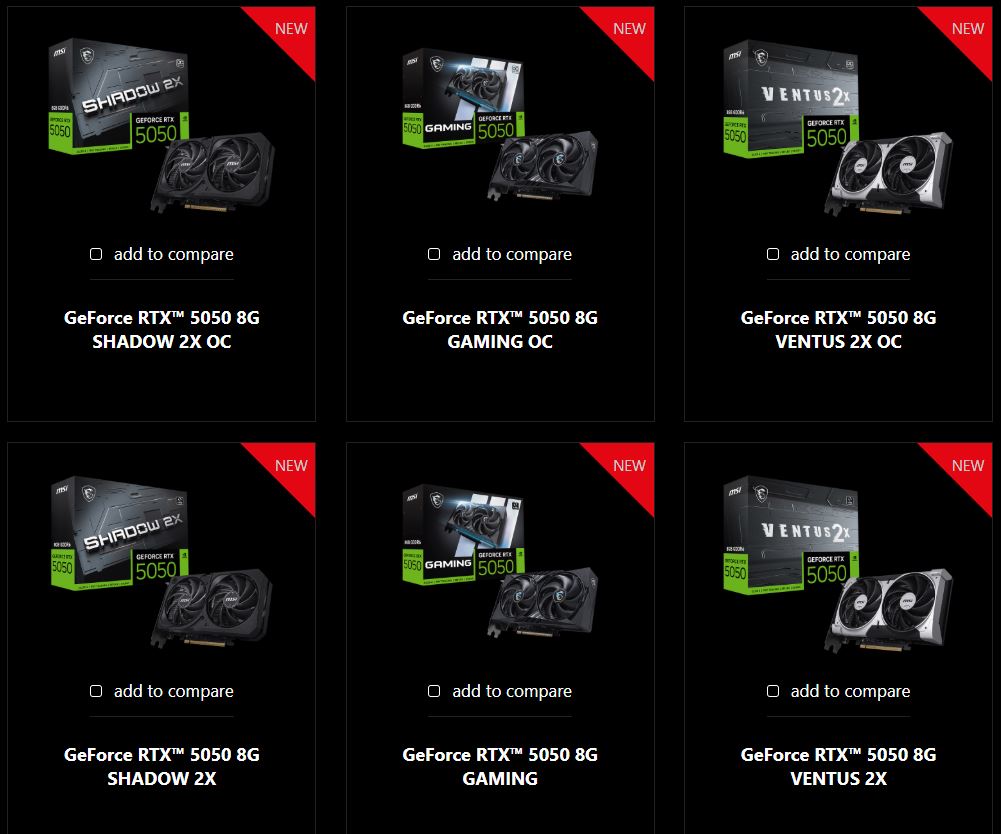 کارت گرافیک های RTX 5050 از شرکتهای مختلف آماده عرضه به بازار هستند