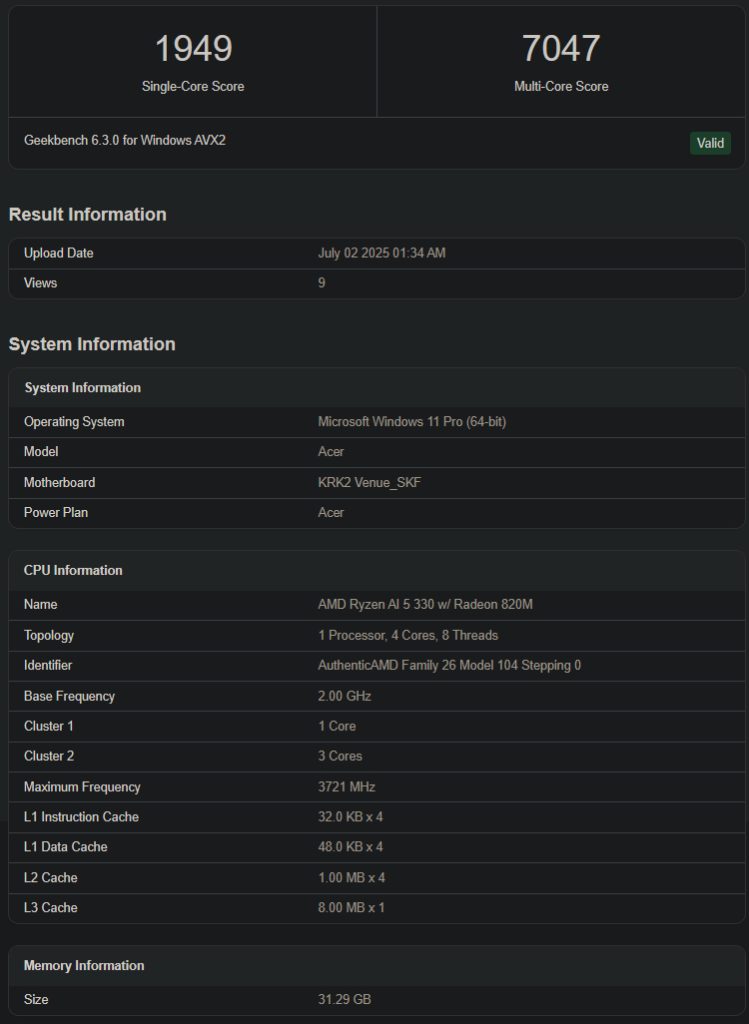 پردازنده AMD Ryzen AI 5 330
