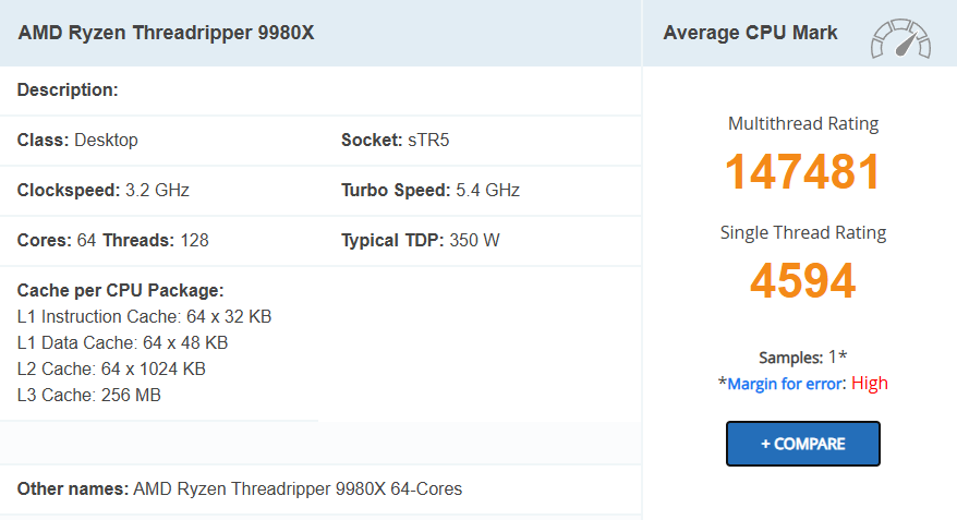 پردازنده AMD Threadripper 9980X در PassMark از پرچمدار نسل قبلی پیشی گرفت