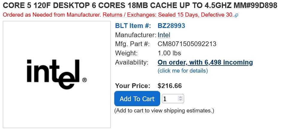 پردازندههای Core 5 120 اینتل با پشتیبانی از سوکت LGA-1700 لیست شدند