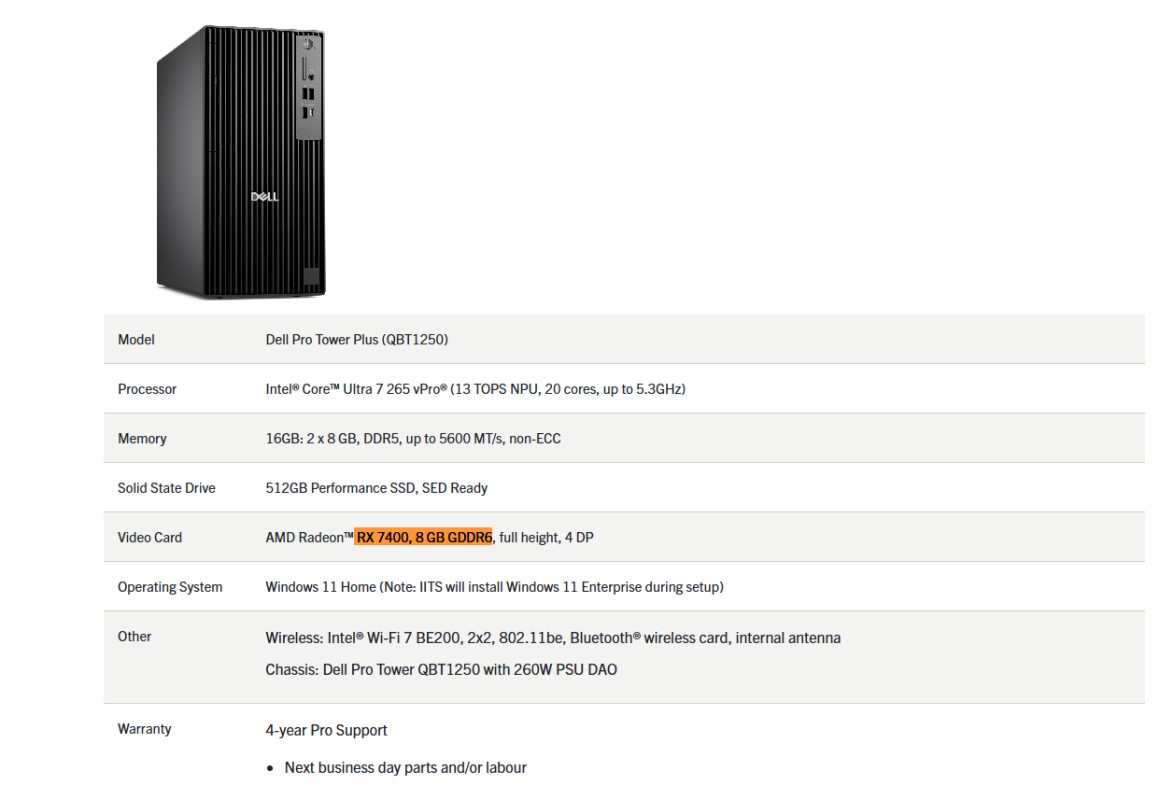 استفاده از RX 7400 در کامپیوتر Pro Tower Plus شرکت Dell